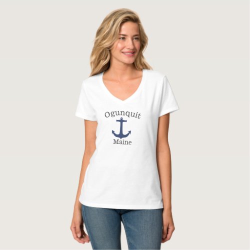 Ogunquit Maine Womens Tall Ship Sea Anchor Shirt
