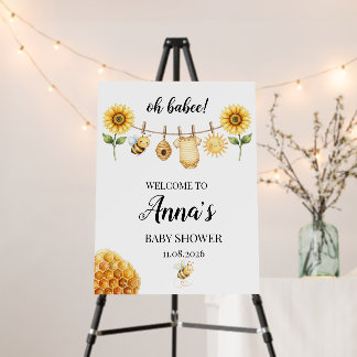 Oh Ba-Bee Sunflower Baby Shower Welcome Sign Decor