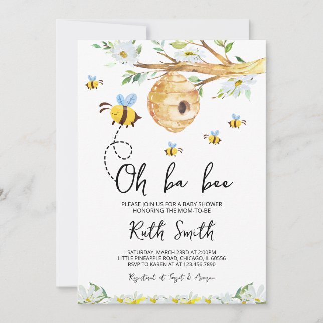 Oh BaBee Baby Shower Invitation (Front)