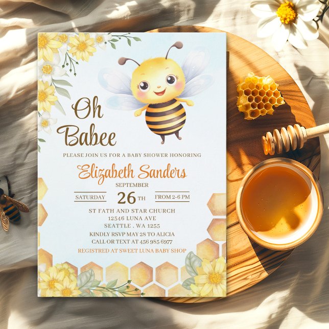 Oh Babee, Baby shower with Cute Wild bee Invitation (Creator Uploaded)