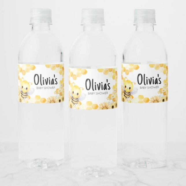 Oh Babee Bee Baby Shower Water Bottle Label (Bottles)