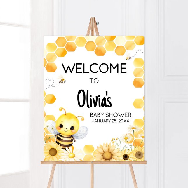 Oh Babee Bee Baby Shower Welcome Poster (Oh Babee Baby Shower Welcome Sign)