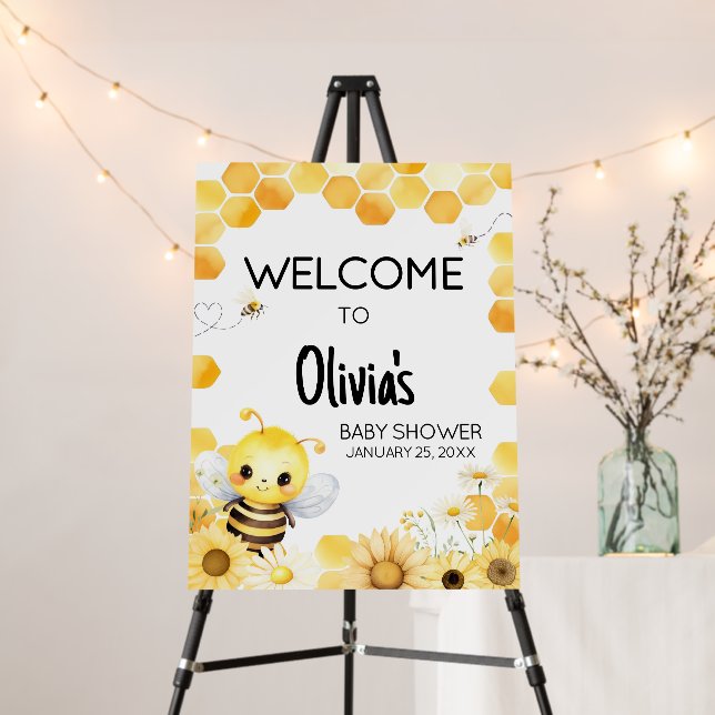 Oh Babee Bee Baby Shower Welcome Sign (In Situ (Stand))