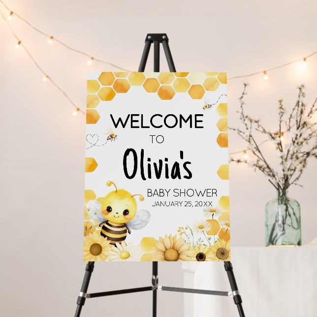 Oh Babee Bee Baby Shower Welcome Sign (In Situ (Stand))