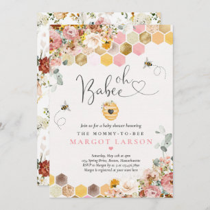Oh Babee Bee Boho Wildflower Baby Shower Invitation