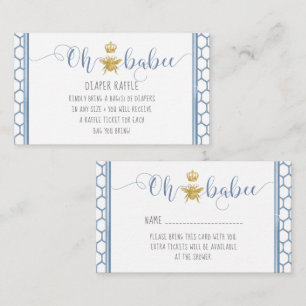 Oh Babee Bee Crown Blue Gold Baby Diaper Raffle Business Card