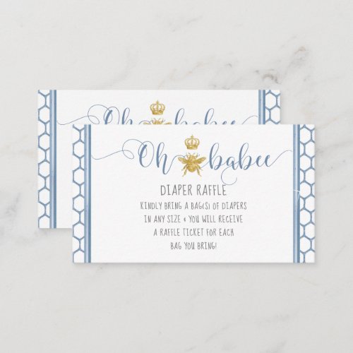 Oh Babee Bee Crown Blue Gold Baby Diaper Raffle Business Card