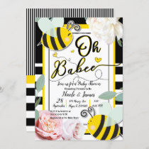 Oh BaBEE Bee Floral Chic Yellow Baby Shower Invitation