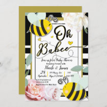 Oh BaBEE Bee Floral Yellow Gold Baby Shower Invitation