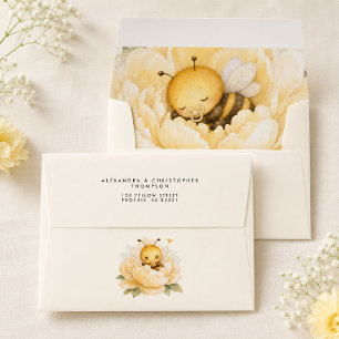 Oh Babee Bee Floral Yellow Watercolor Baby Shower Envelope