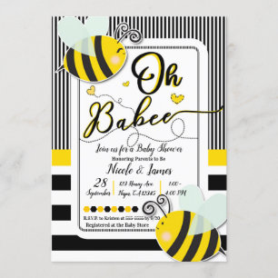 Oh BaBEE Bee Modern Chic Striped Baby Shower Invitation