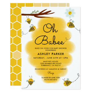 Oh Babee Bee Theme Baby Shower Invitation