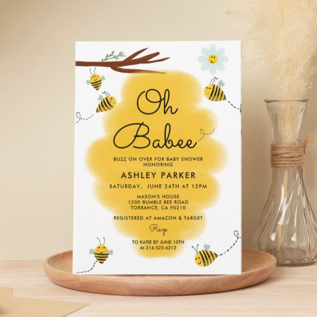 Oh Babee Bee Theme Baby Shower Invitation (Creator Uploaded)