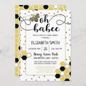 Oh Babee Bumblebee Gold Glitter Black Baby Shower Invitation (Front/Back)