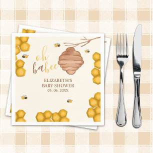 Oh Babee Cute Watercolor Bee Baby shower Napkins