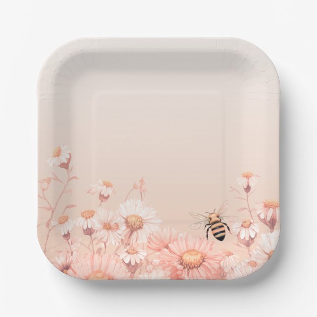 Oh Babee Honey bee Babyshower Paper Plates (Front)