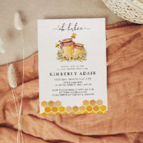 Oh Babee Yellow Watercolor Bumble Bee Floral Invitation