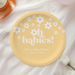 Oh Babies boho Daisy yellow twins Baby Shower Paper Plates<br><div class="desc">Oh Babies!. Retro inspired daisy twins baby shower plates with 70's style daisies and boho fonts and colors.</div>