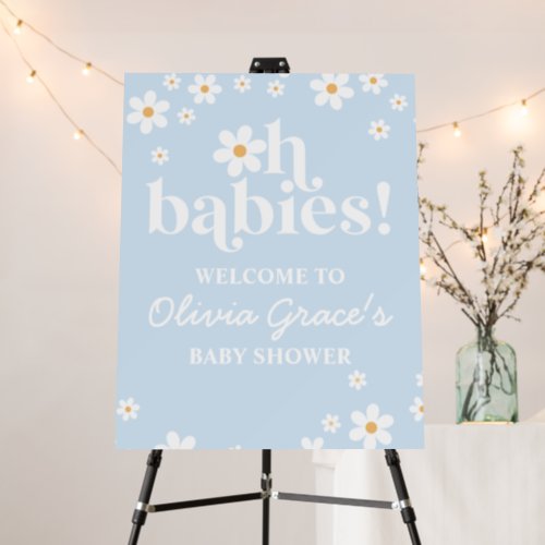 Oh Babies Daisy blue Baby Shower Welcome Poster