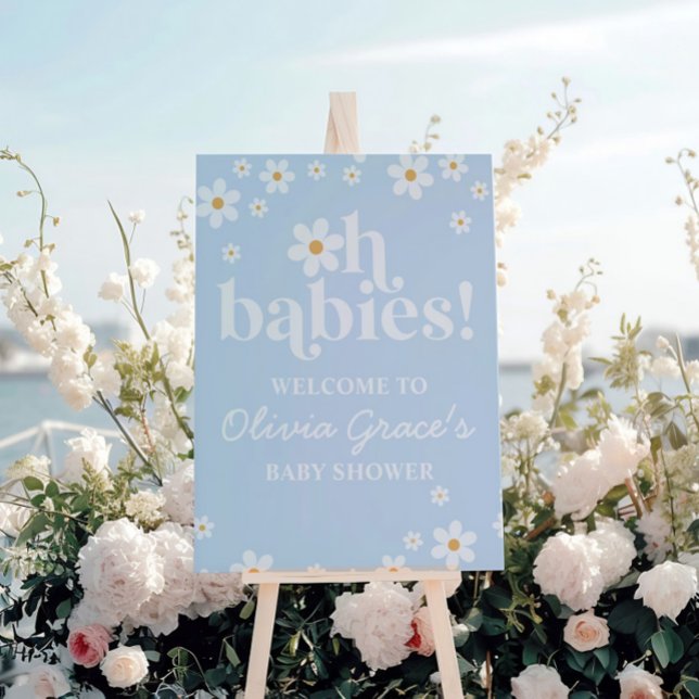 Oh Babies! Daisy blue Baby Shower Welcome Poster (Creator Uploaded)