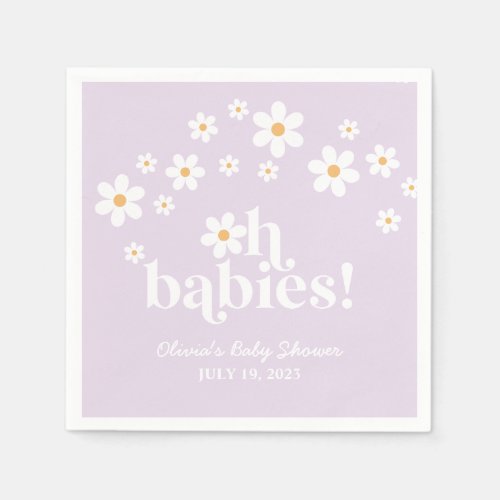 Oh Babies Daisy lilac Baby Shower Napkins