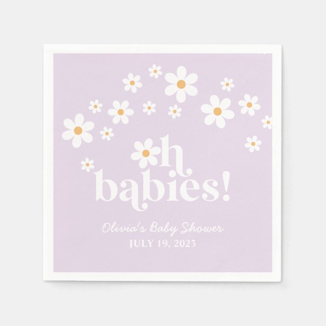 Oh Babies! Daisy lilac Baby Shower Napkins (Front)