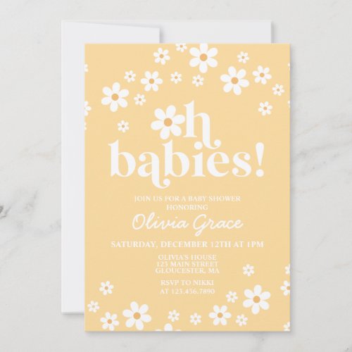 Oh Babies Daisy yellow Baby Shower Invitation