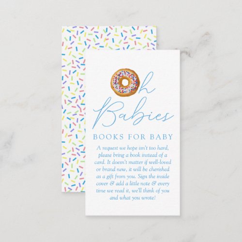 Oh Babies Donut Sprinkle Baby Shower Book Request  Enclosure Card