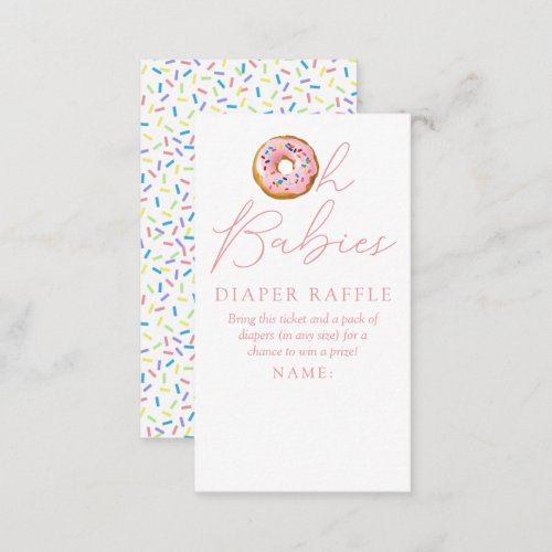 Oh Babies Donut Sprinkle Baby Shower Diaper Raffle Enclosure Card