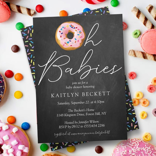Oh Babies Donut Sprinkle Twin Baby Shower Invitation (Creator Uploaded)