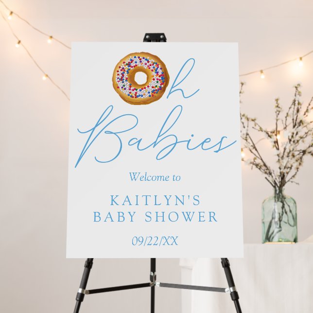 Oh Babies Donut Sprinkle Twin Baby Shower Welcome Foam Board (In Situ (Stand))