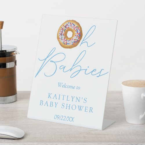 Oh Babies Donut Sprinkle Twin Baby Shower Welcome Pedestal Sign