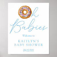 Oh Babies Donut Sprinkle Twin Baby Shower Welcome  Poster