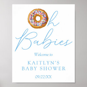Oh Babies Donut Sprinkle Twin Baby Shower Welcome Poster