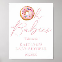 Oh Babies Donut Sprinkle Twin Baby Shower Welcome Poster