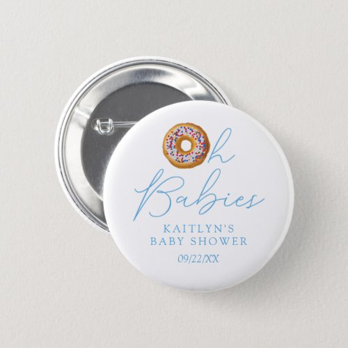Oh Babies Donut Sprinkle Twin Boys Baby Shower Button