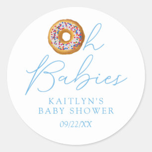 Oh Babies Donut Sprinkle Twin Boys Baby Shower Classic Round Sticker