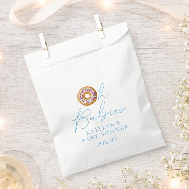 Oh Babies Donut Sprinkle Twin Boys Baby Shower Favor Bag (Clipped)