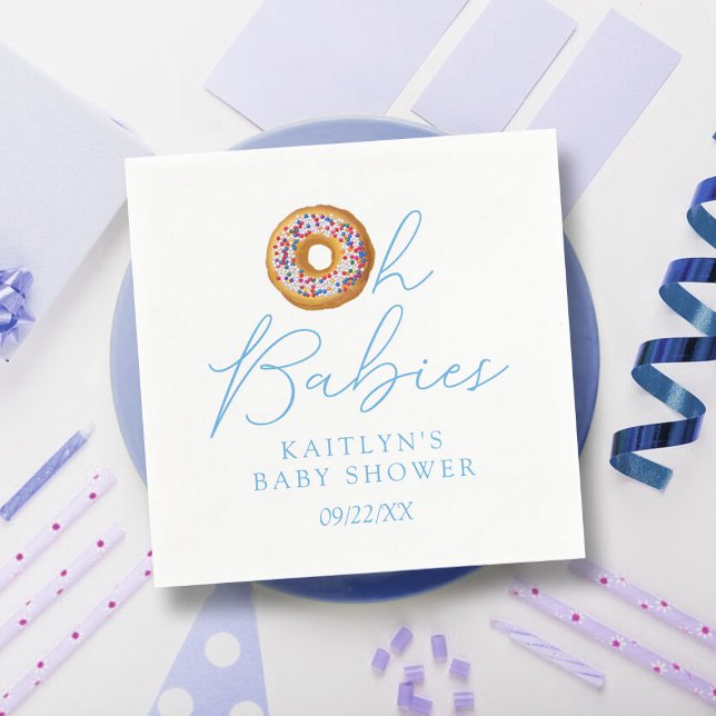 Oh Babies Donut Sprinkle Twin Boys Baby Shower Napkins (Creator Uploaded)