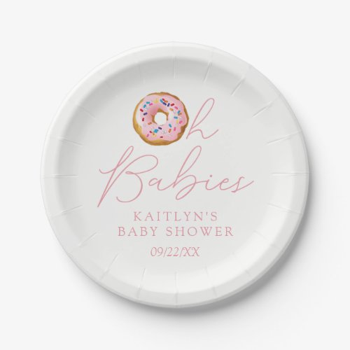 Oh Babies Donut Sprinkle Twin Girls Baby Shower Paper Plates