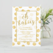 Oh Babies! Gold Dots Twins Baby Shower Invitation (Standing Front)