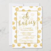 Oh Babies! Gold Dots Twins Baby Shower Invitation (Front)