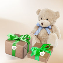 Oh Babies! Neutral Twin Storks Heart Stickers