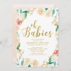 Oh Babies Peach Floral  Glitter Twins Baby Shower