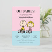 Oh Babies! Peanuts Twins Baby Shower Invitation (Standing Front)