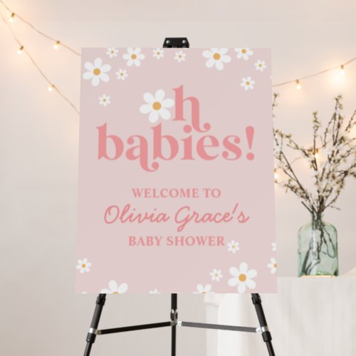 Oh Babies Pink Daisy Shower Welcome Poster