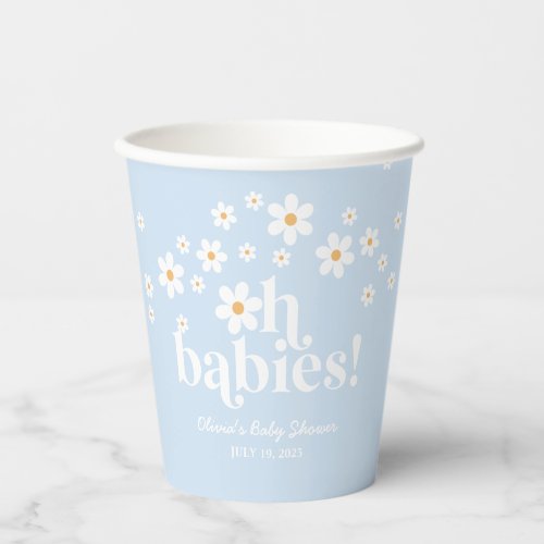 Oh Babies Retro Daisy blue Baby Shower Paper Cups