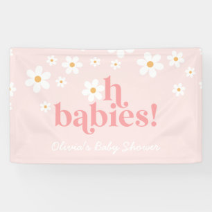 oh Babies! Retro Daisy Pink Baby Shower Banner
