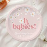 oh babies Retro Daisy Pink boho Baby Shower Paper Plates<br><div class="desc">Oh Babies! Retro inspired daisy twin baby shower plates with 70's style daisies and boho fonts and colors.</div>