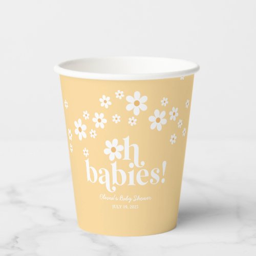 Oh Babies Retro Daisy yellow Baby Shower Paper Cups